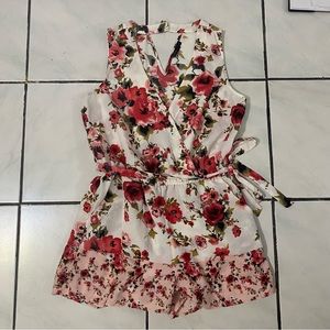 🌺🌸 BeBop: Romper, Light Beige & Pink with Flowers